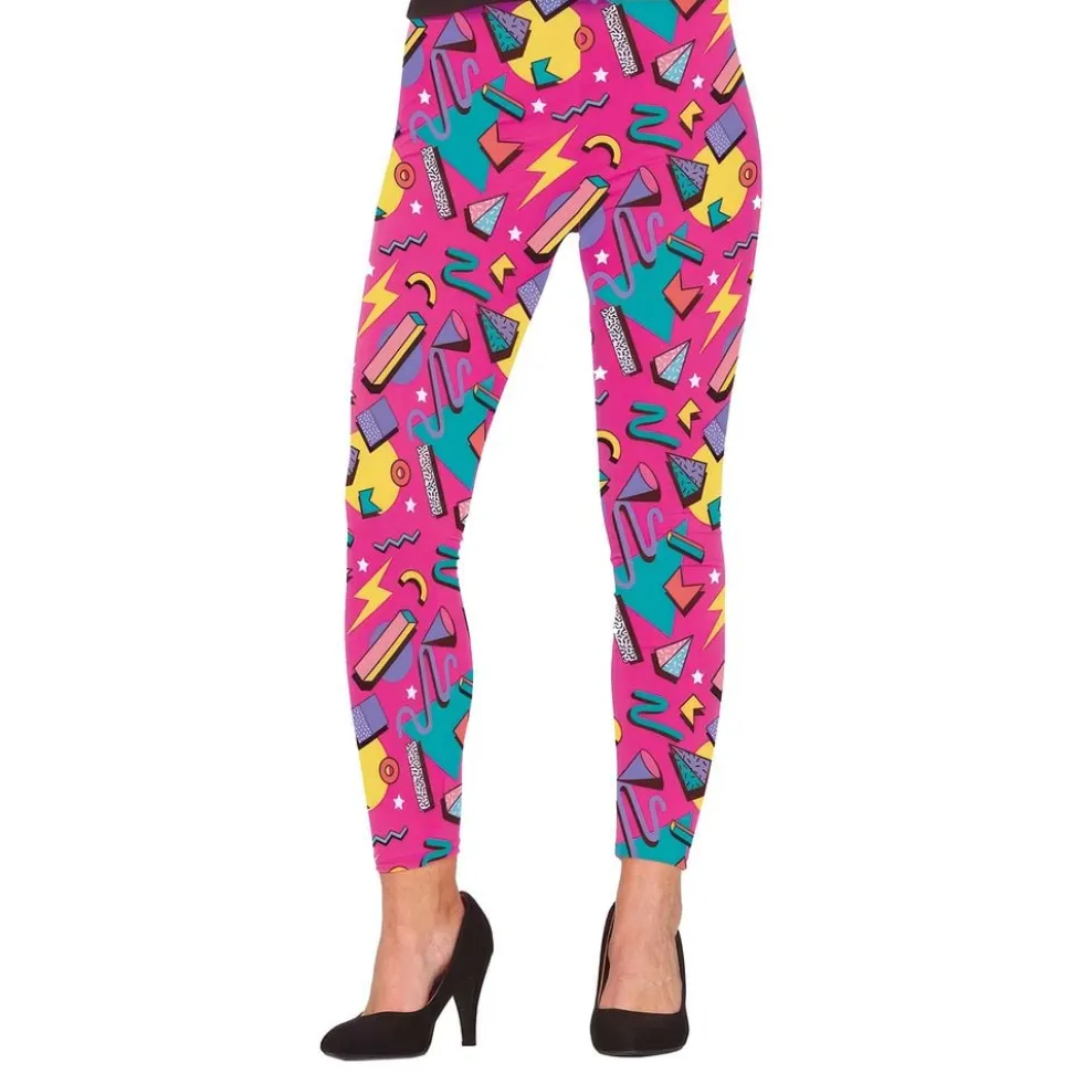 80'er Leggings Lyserøde Mønstrede
