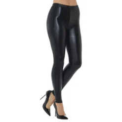 80'er Metallic Disco Leggings Sorte
