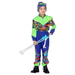 80'er Skidragts Blå/Grøn Børnekostume