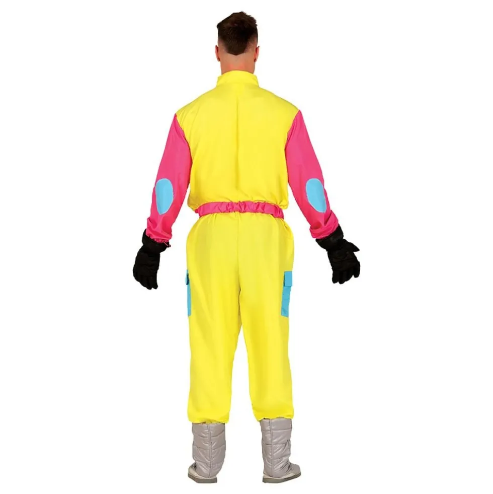 80'er Skioverall Lyserød/Gul Herre Kostume