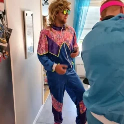 80'er Træningsdragt Blå Plys Kostume