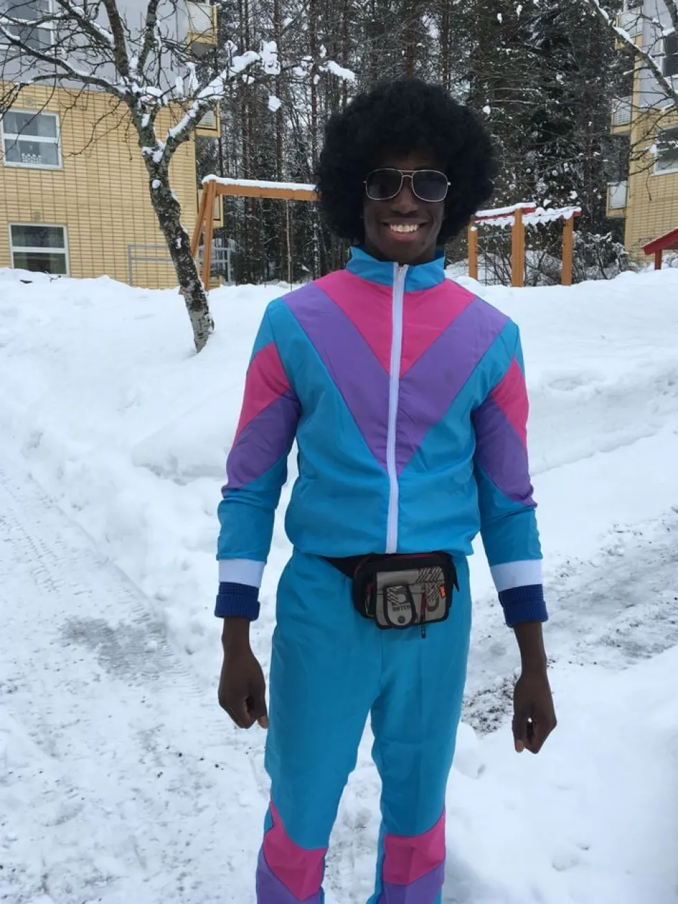 80'er Træningsdragt Lyseblå Kostume