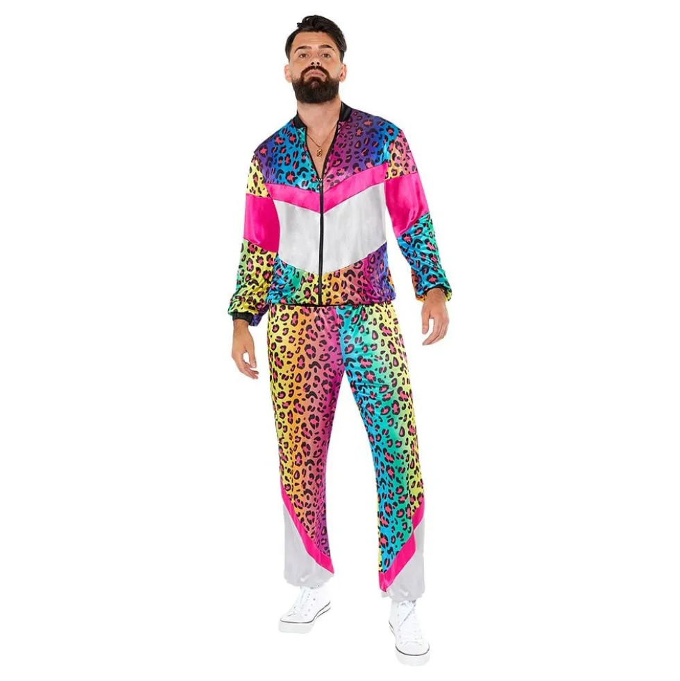 80'er Træningsdragt Neon Leopard Kostume
