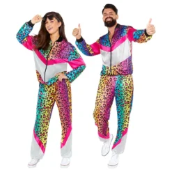 80'er Træningsdragt Neon Leopard Kostume