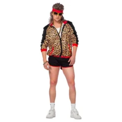 80'er Træningssæt Leopard Herrekostume