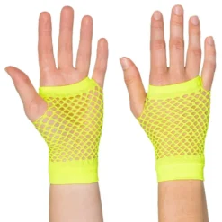 80’er UV Fingerløse Korte Neongule Net-handsker