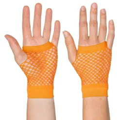 80’er UV Fingerløse Nethandsker Korte Neonorange