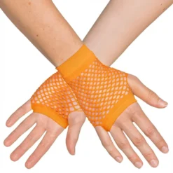 80’er UV Fingerløse Nethandsker Korte Neonorange