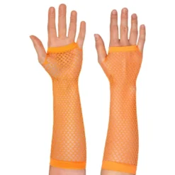 80’er UV Lange Fingerløse Net-handsker Neonorange