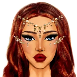 Face Jewels med Guldstjerner