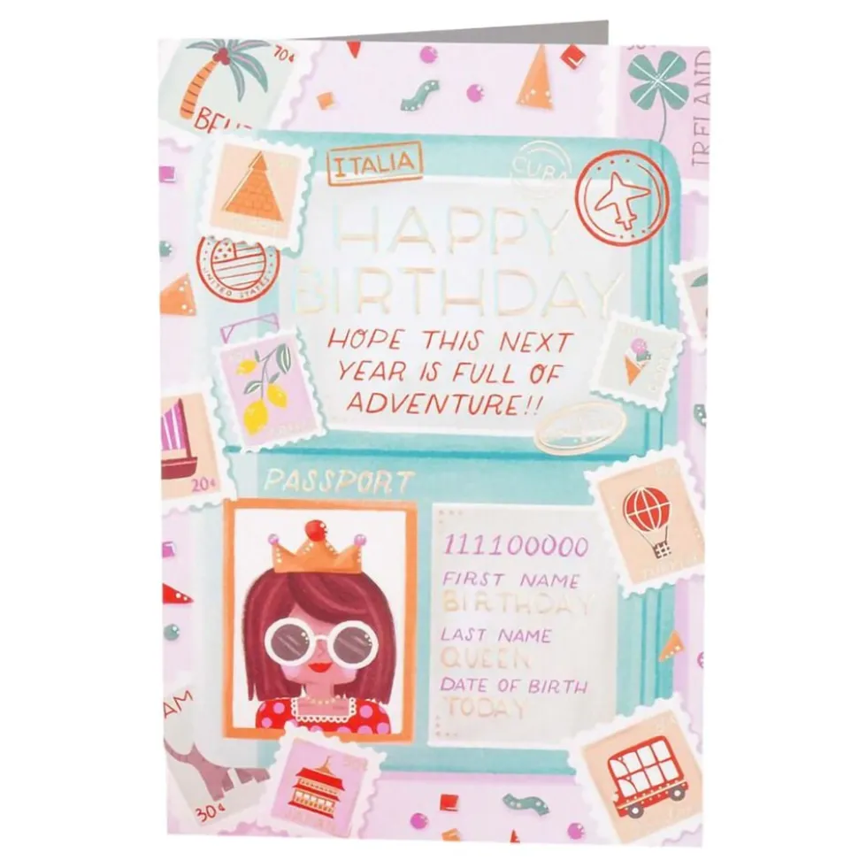 Fødselsdagskort Passport Birthday