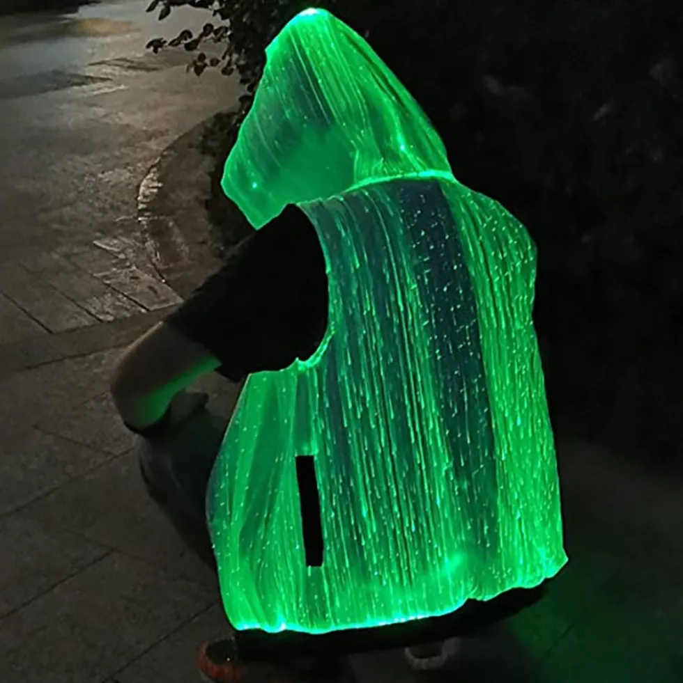 Fiberoptisk LED Hættetrøje