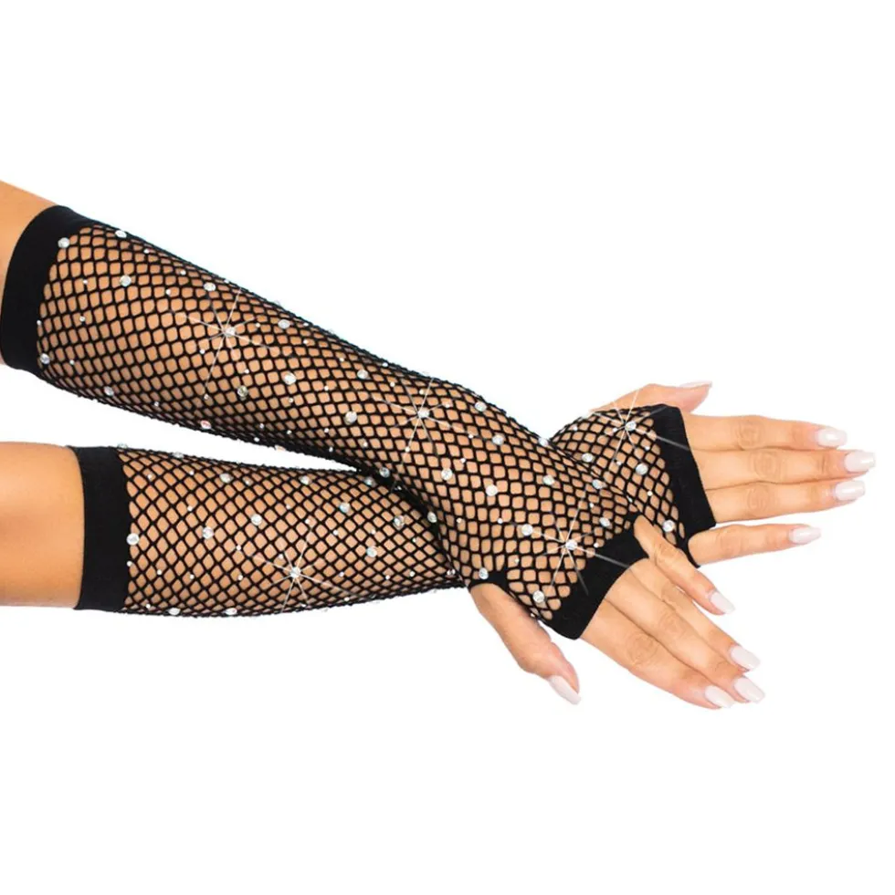 Fingerløse Handsker med Strass Sort
