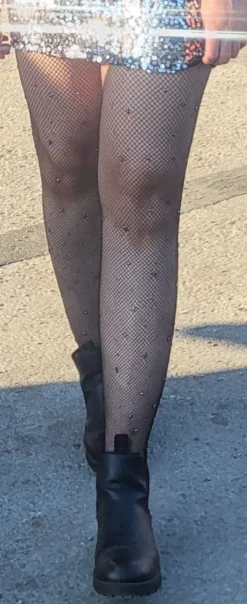 Fishnet Strømpebukser med Kunstige Diamanter Deluxe