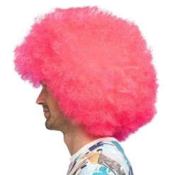 Fluffy Neonlyserød Paryk