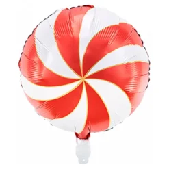 Foleballon Sukkerstok Hvid/Rød