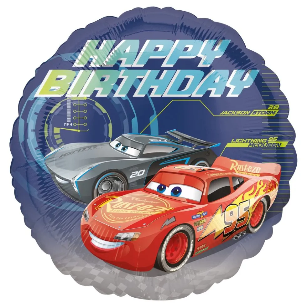 Folieballon Biler/Cars Happy Birthday
