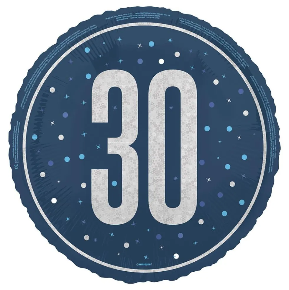 Folieballon 30 Blå/Sølv