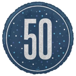 Folieballon 50 Blå/Sølv