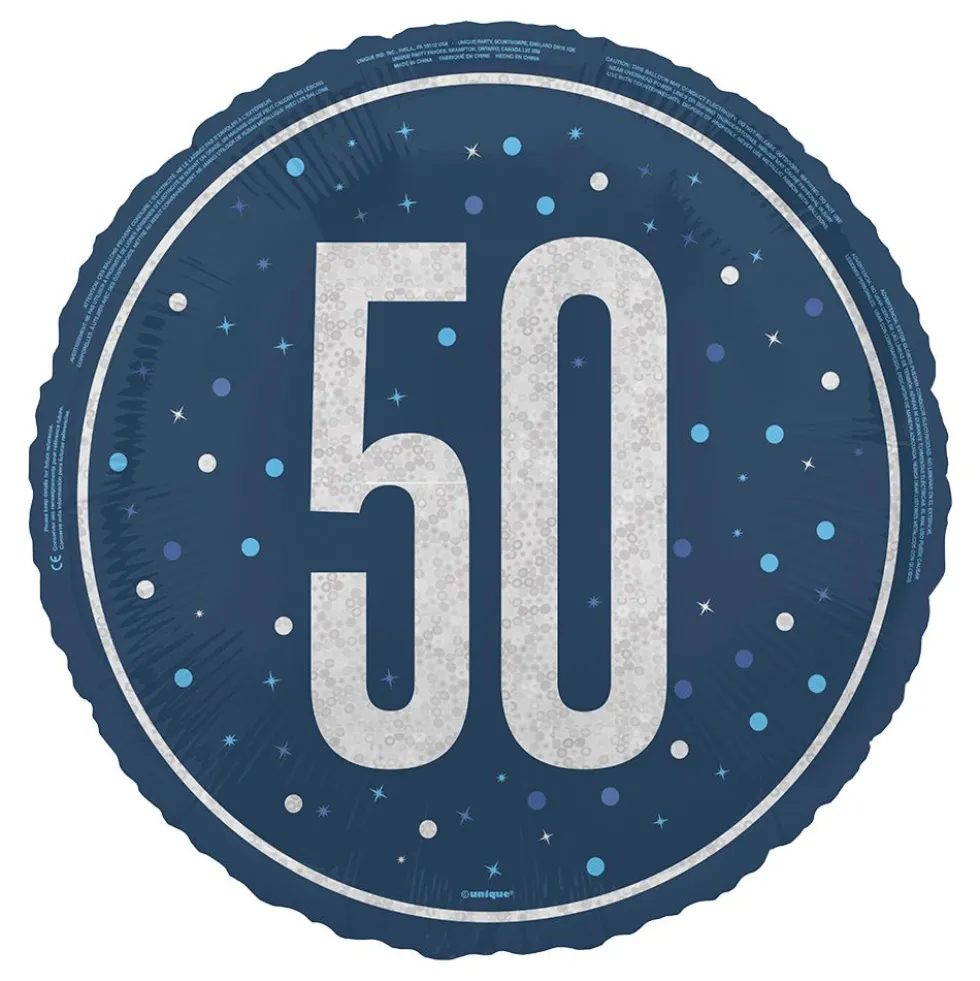 Folieballon 50 Blå/Sølv
