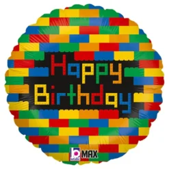 Folieballon Happy Birthday Byggeklodser