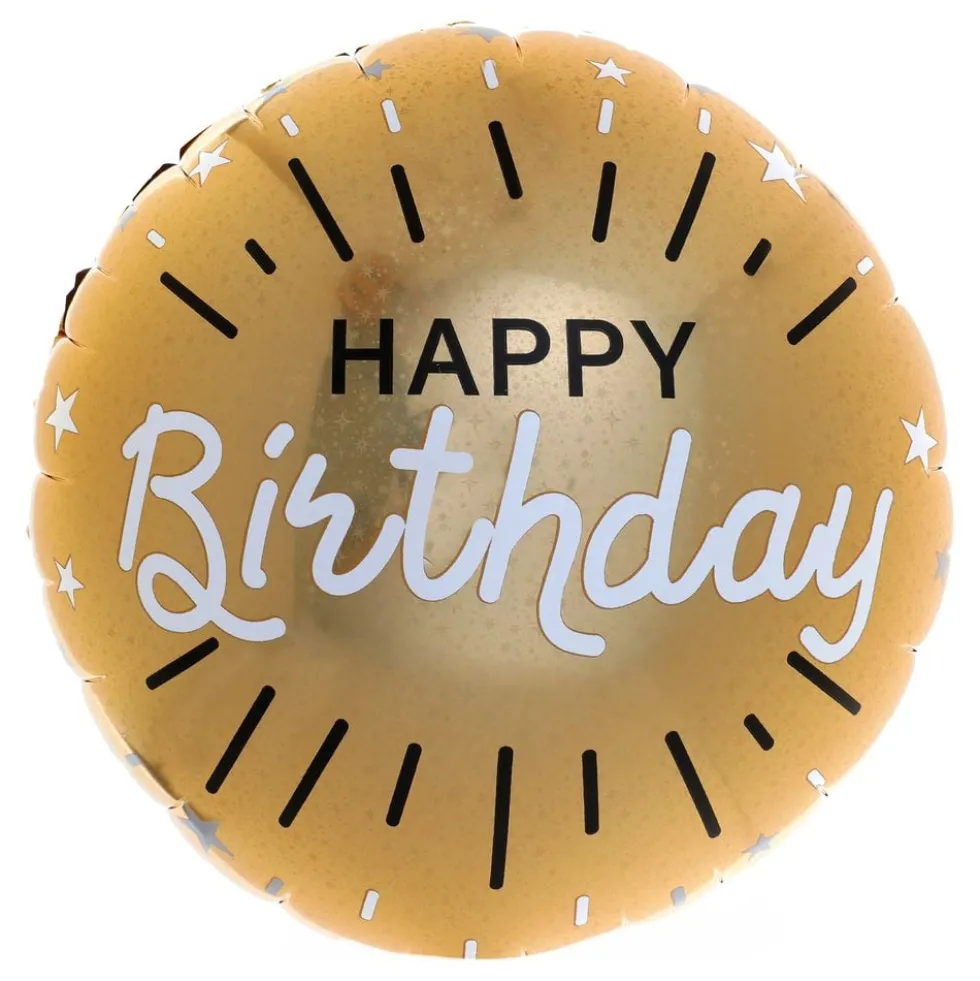 Folieballon Happy Birthday Guld