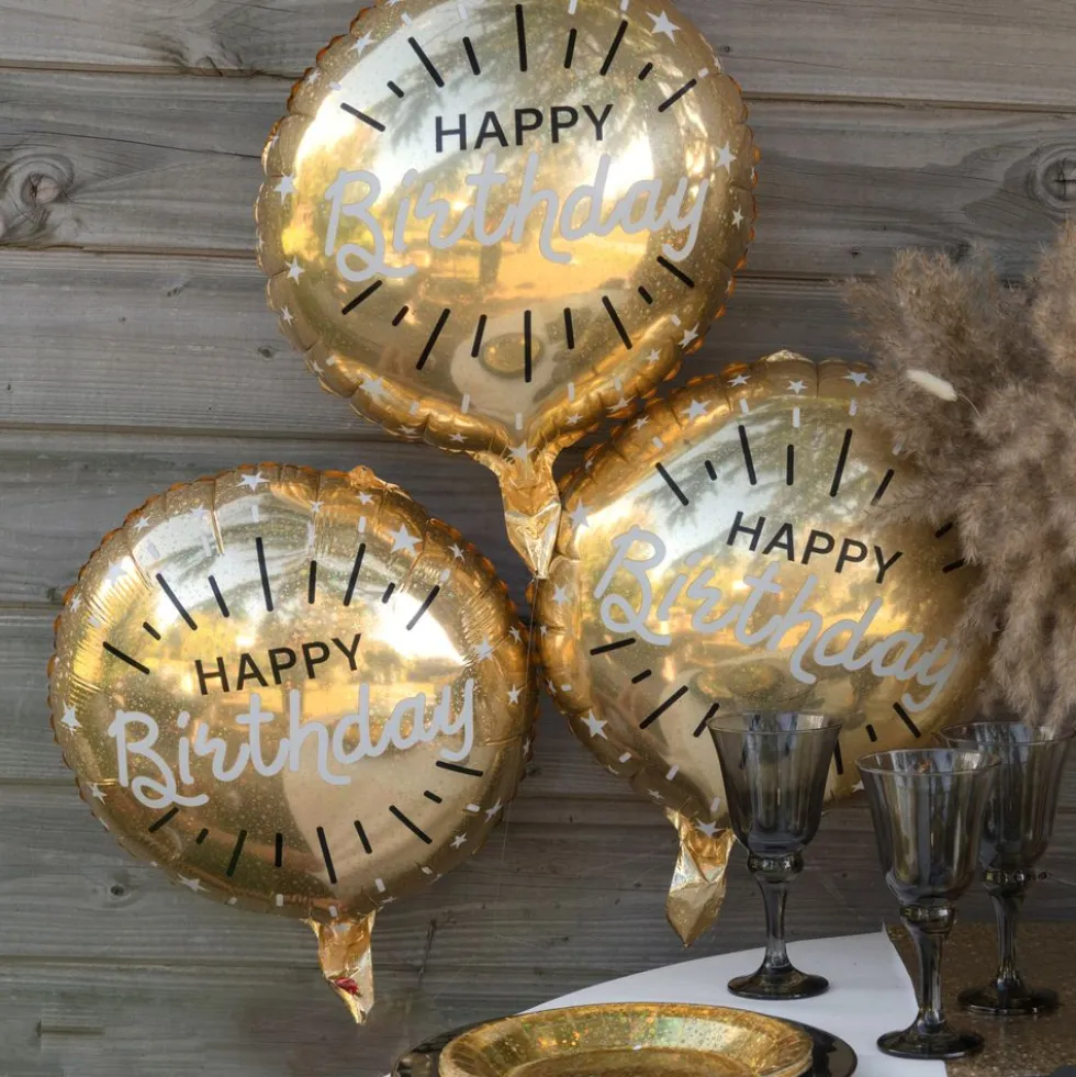 Folieballon Happy Birthday Guld