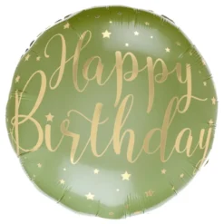 Folieballon Happy Birthday Grøn/Guld