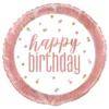 Folieballon Happy Birthday Hvid/Rosaguld