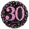 Folieballon 30 Happy Birthday Lyserød Sparkling