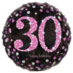 Folieballon 30 Happy Birthday Lyserød Sparkling