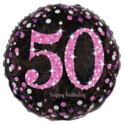 Folieballon 50 Happy Birthday Lyserød Sparkling