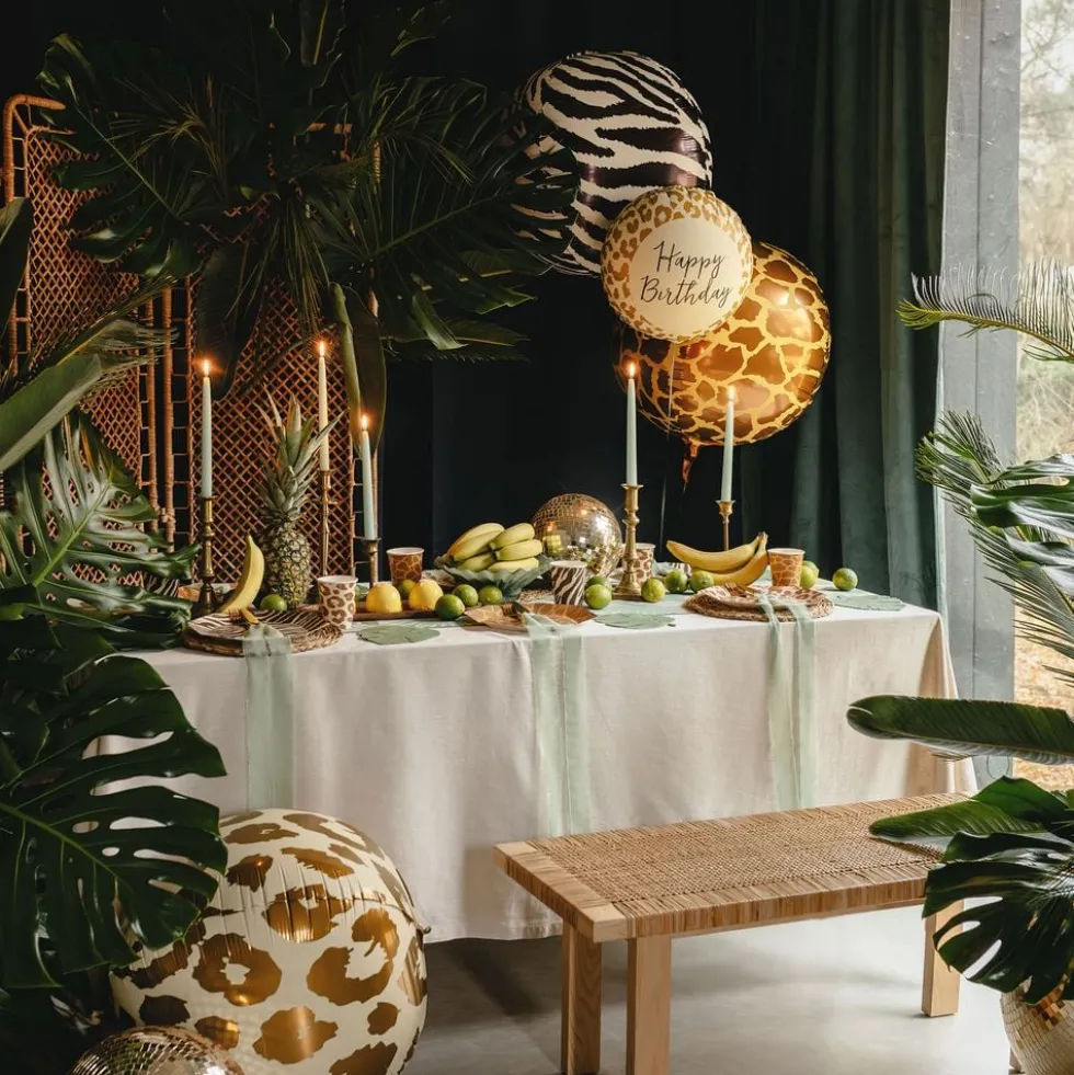 Folieballon Happy Birthday Leopardmønster