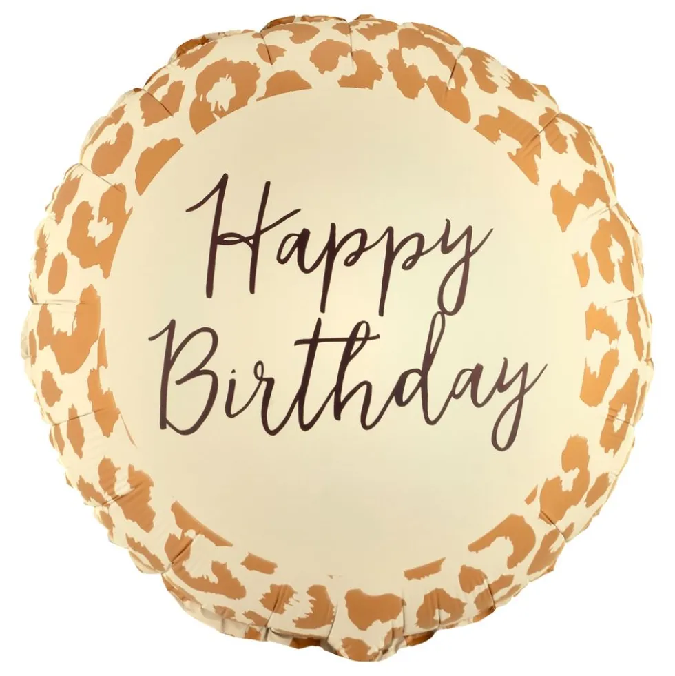 Folieballon Happy Birthday Leopardmønster
