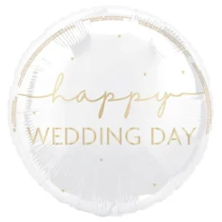 Folieballon Happy Wedding Day Hvid