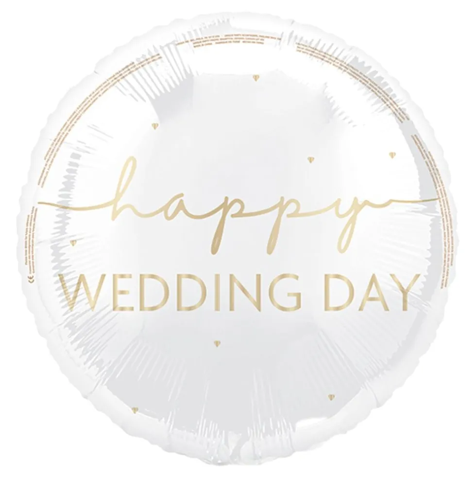Folieballon Happy Wedding Day Hvid