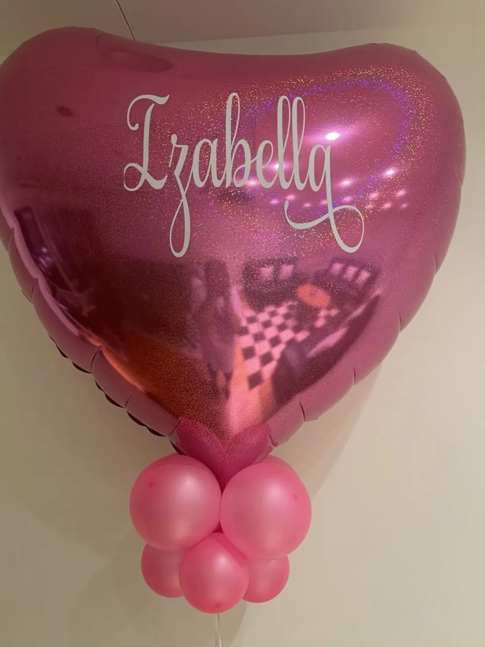 Folieballon Hjerte Glitter Pink Stor