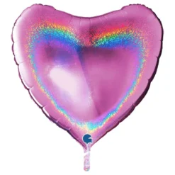 Folieballon Hjerte Glitter Pink Stor