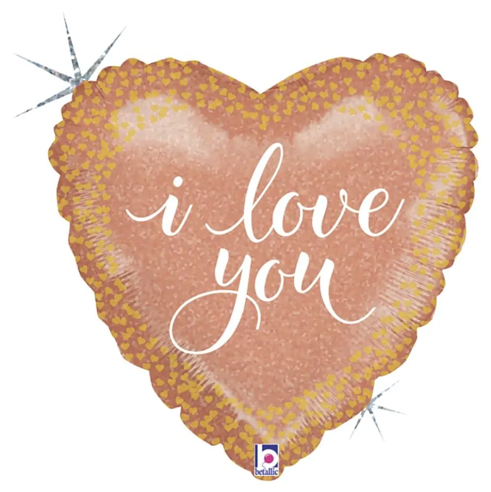 Folieballon Hjerte I Love You Roséguld