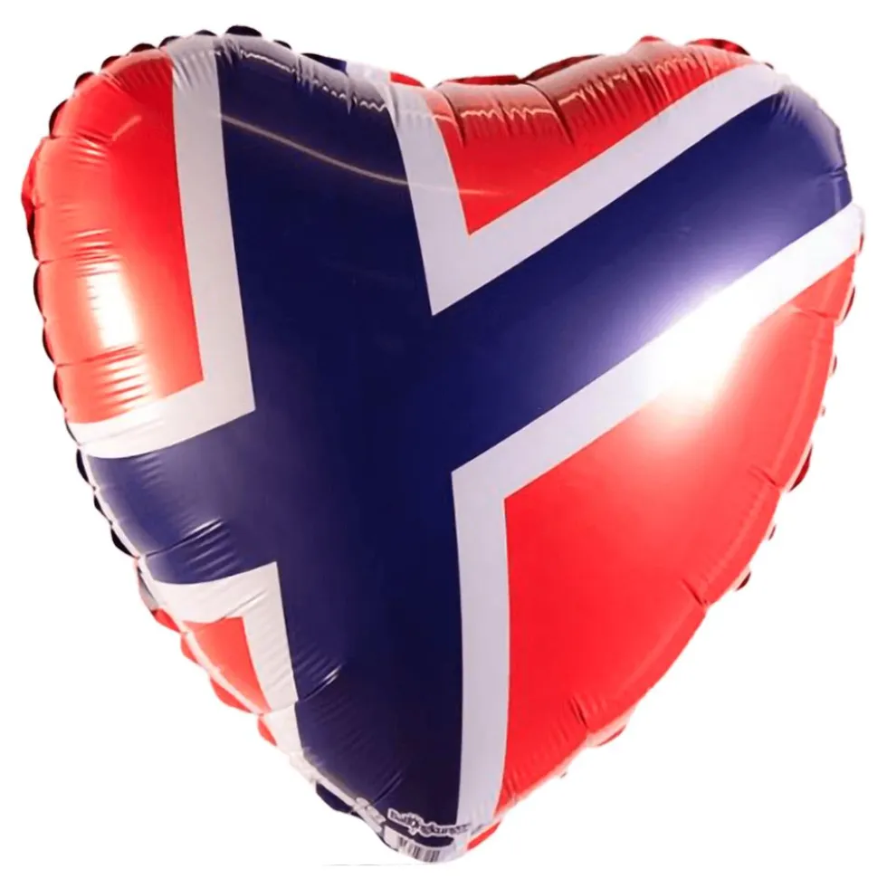 Folieballon Hjerte Norske Flag