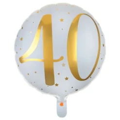 Folieballon 40 Hvid/Guld