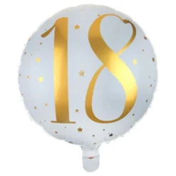 Folieballon 18 Hvid/Guld