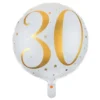 Folieballon 30 Hvid/Guld