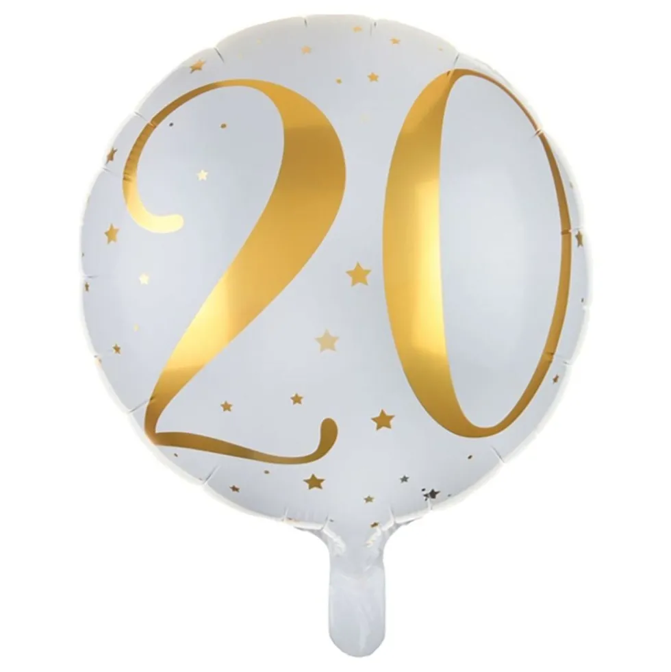 Folieballon 20 Hvid/Guld