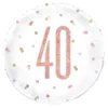 Folieballon 40 Hvid/Rosaguld Prikket