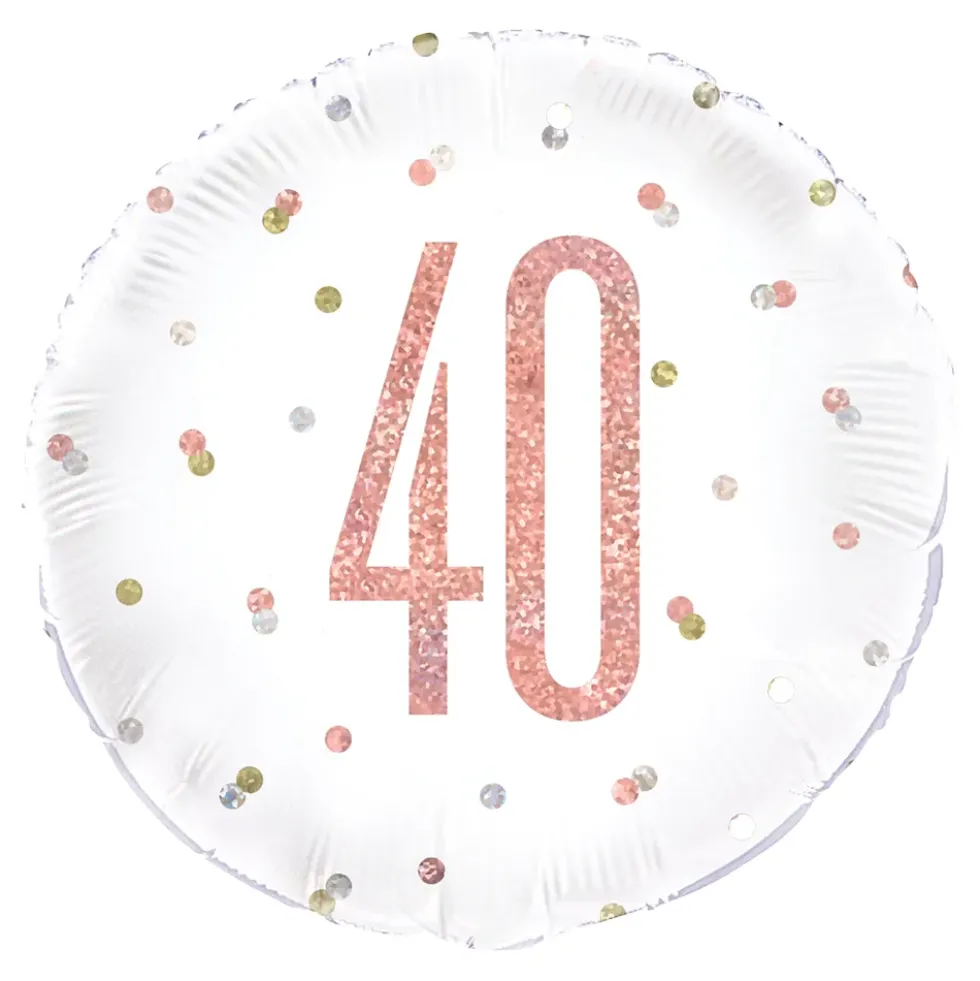 Folieballon 40 Hvid/Rosaguld Prikket