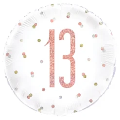 Folieballon 13 Hvid/Rosaguld Prikket