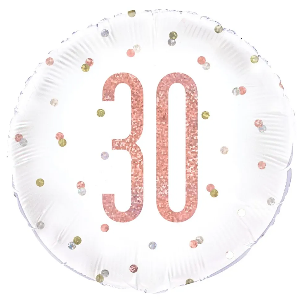 Folieballon 30 Hvid/Rosaguld Prikket