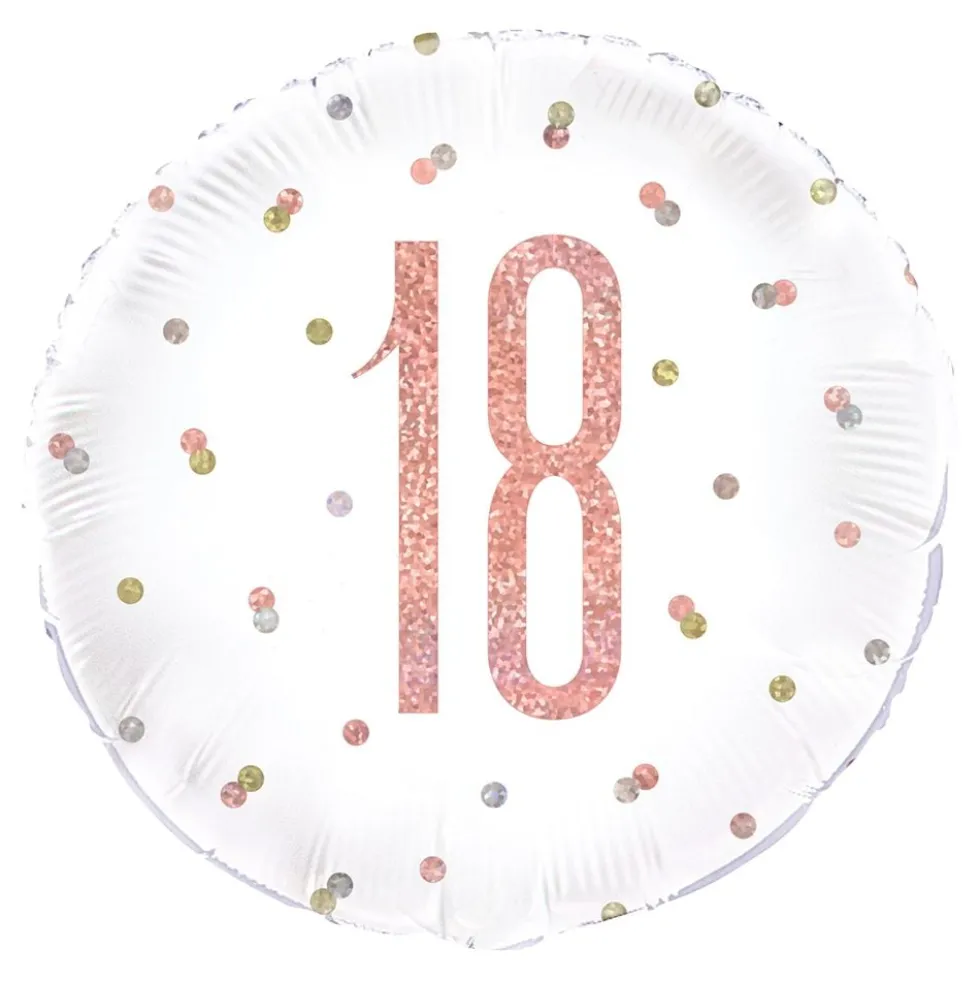 Folieballon 18 Hvid/Rosaguld Prikket