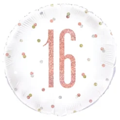 Folieballon 16 Hvid/Rosaguld Prikket